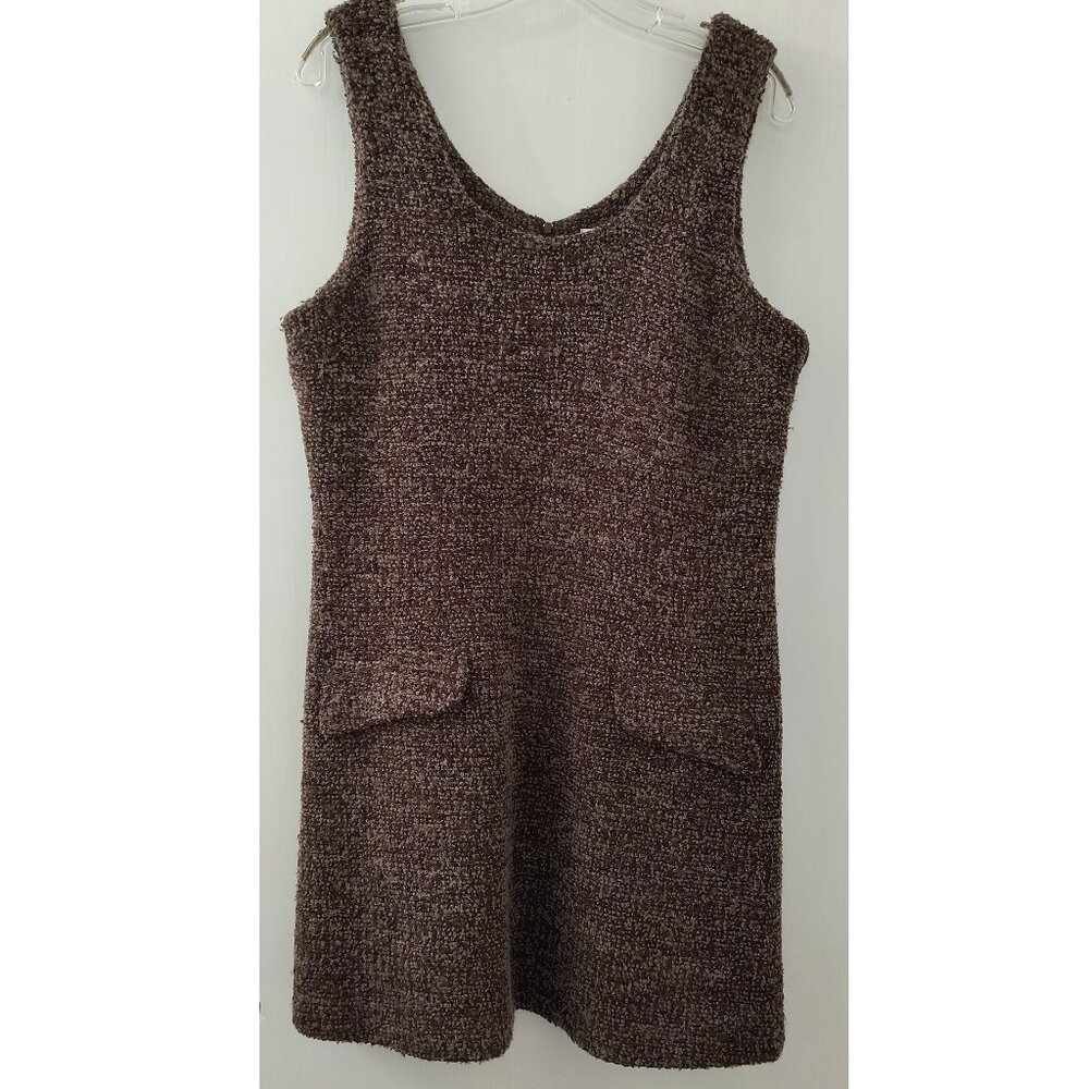 Vintage 90's Brown Tweed Wool Blend "A" Line Jumper Dress - Women's M